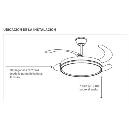 Ventilador de Techo con Luz HTW HTW-VT-63CF 80W 4 Aspas Retráctiles 6 Velocidades Motor DC Mando