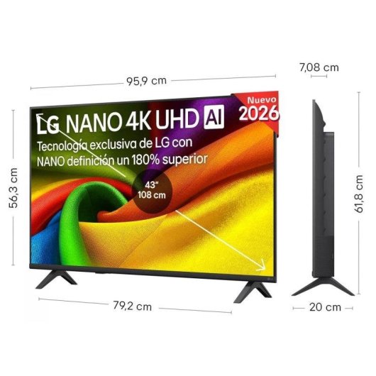 TV LG NANO 4K UHD AI 43NU8E0B3LA 43" 4K UHD 60Hz Smart TV webOS HDR10