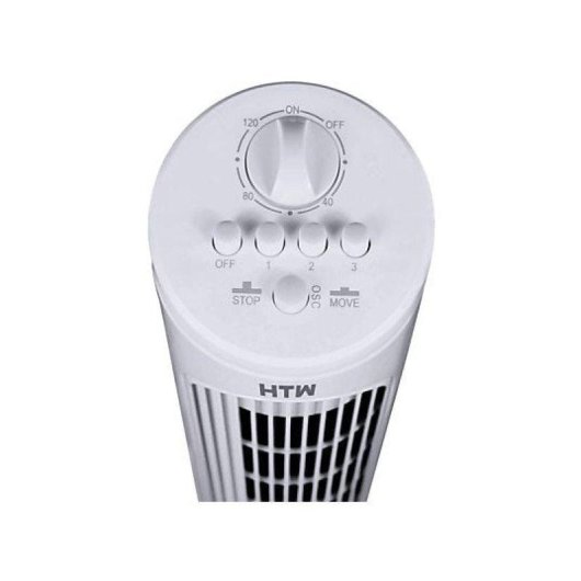 Turmventilator HTW 50W 3 Stufen Oszillation Timer Kompakt Weiß