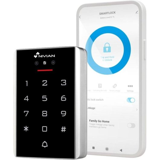 Controle de Acesso Nivian NVS-ACCESS-PIN-RFID-FACE-W Facial Cartão RFID 2.000 Utilizadores Wifi
