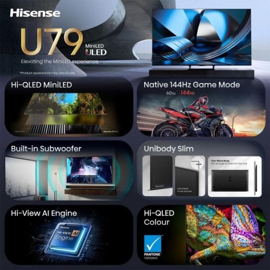 TV Hisense ULED 55U79SE 55" 4K UltraHD 144Hz Smart TV VIDAA HDR10+ Dolby Vision Atmos