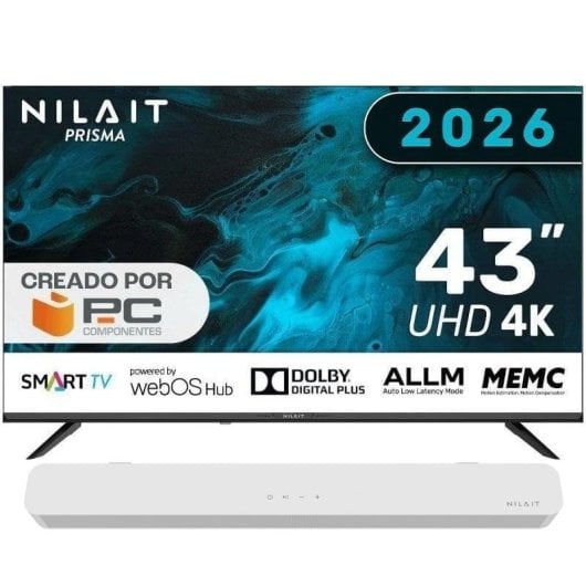 TV Nilait LED Prisma 43UD7004SWOS 43" 4K UltraHD 60Hz Smart TV WebOS HDR10 Dolby Audio Soundbar