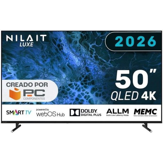 Nilait Luxe 50UD8004SWOS 50" QLED UHD 4K Smart TV WEBOS+Nilait Harmony Sound bar Barra de sonido 2.0 60W blanca