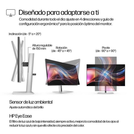 Monitor HP Serie 7 Pro 27" Quad HD 120Hz IPS Black HDR400 FreeSync Altura Ajustable