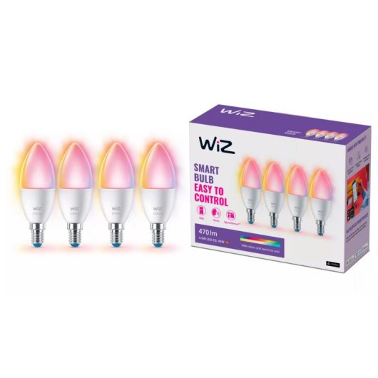 Lampadina intelligente WiZ E14 LED Wi-Fi/Bluetooth Bianca 4 pezzi