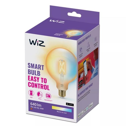 Bombilla Inteligente WiZ G125 E27 50W Filamento Ámbar Wi-Fi Bluetooth