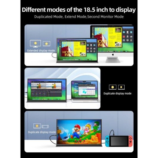 Monitor Uperfect 18,5" FullHD 120Hz IPS Táctil 10 puntos VESA USB-C Mini HDMI 5ms