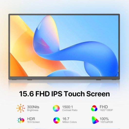 Monitor Uperfect 15,6" FullHD 60Hz IPS Táctil 10 puntos USB-C Aluminio Portátil
