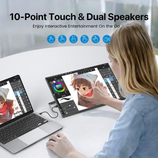 Monitor Uperfect 15,6" FullHD 60Hz IPS Táctil 10 puntos USB-C Aluminio Portátil