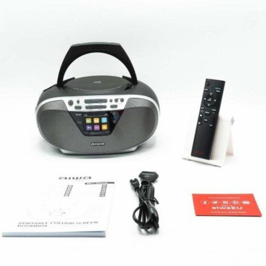 Radio CD Aiwa Bluetooth 5.0 USB FM Draagbaar 2,4" TFT Zilver 6W RMS