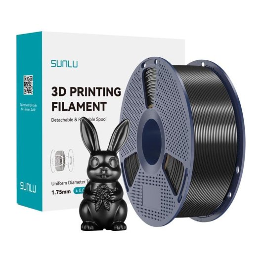 Filamento PLA+ Silk Sunlu PLA+ Silk B Negro 1,75 mm Brillante Fácil Impresión