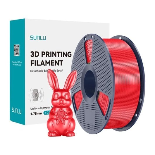 Filamento PLA+ Silk Sunlu PLA+ Silk Rojo 1,75 mm Brillante Fácil Impresión