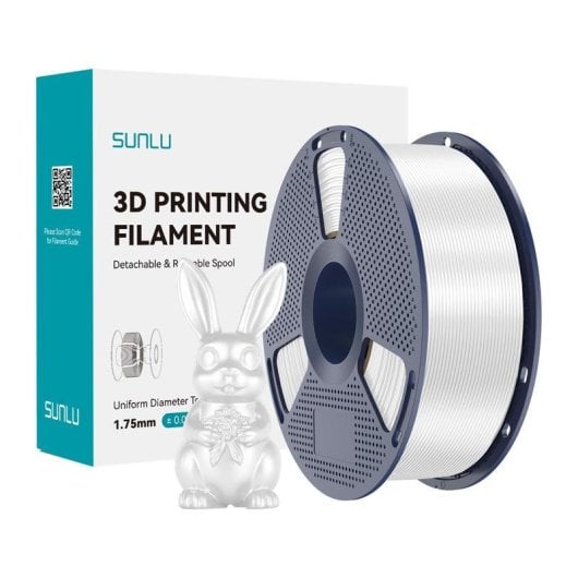Filamento PLA+ Silk Sunlu PLA+ Silk Bianco 1,75 mm Lucido Facile Stampa