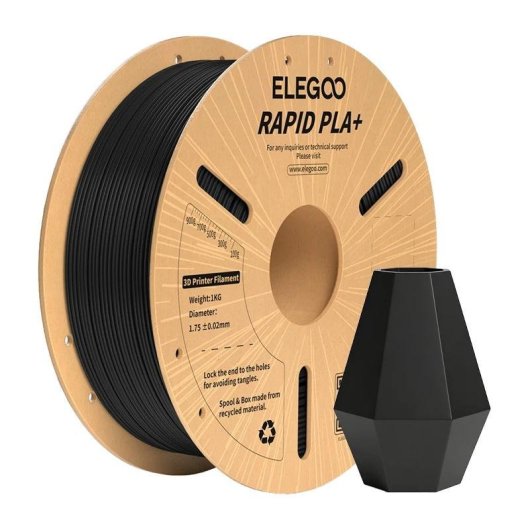 Filamento PLA+ ELEGOO Rapid Preto 1,75 mm Alta Velocidade e Resistência
