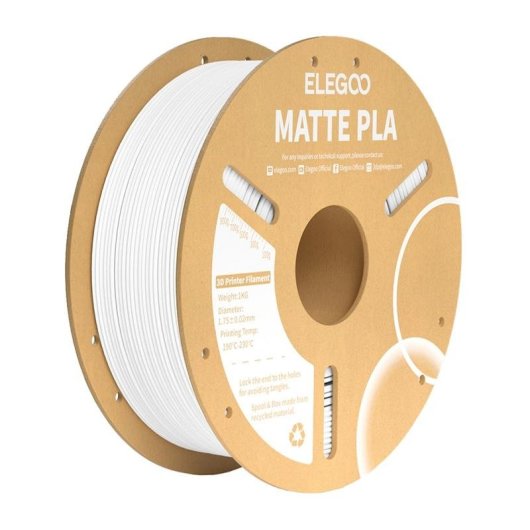 Filament PLA Matte ELEGOO PLA Matte Weiß 1,75 mm Präzision Ökologisch