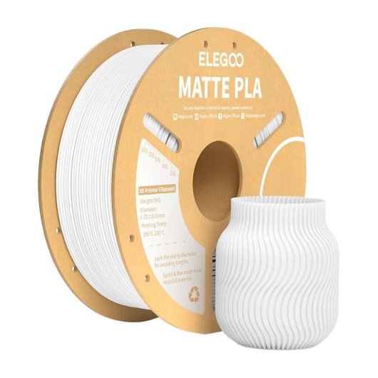 Filament PLA Matte ELEGOO PLA Matte Weiß 1,75 mm Präzision Ökologisch