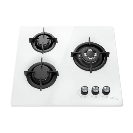 Placa de gas IsEasy MGBG-603 3 hornillos vidrio blanco