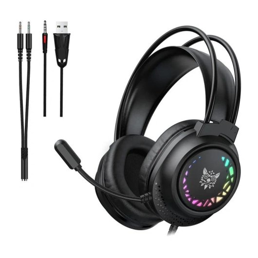 ONIKUMA X92 kabelgebundene Gaming-Kopfhörer USB und 3,5 mm mit Mikrofon und RGB schwarz