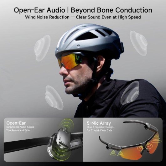 BleeqUp Ranger Gafas Inteligentes Cámara Integrada Altavoces Walkie-Talkie Negras