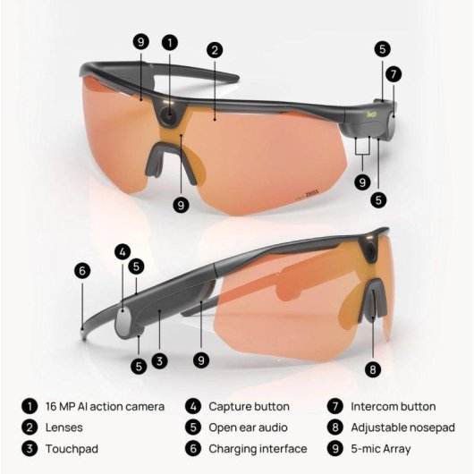BleeqUp Ranger Gafas Inteligentes Cámara Integrada Altavoces Walkie-Talkie Negras