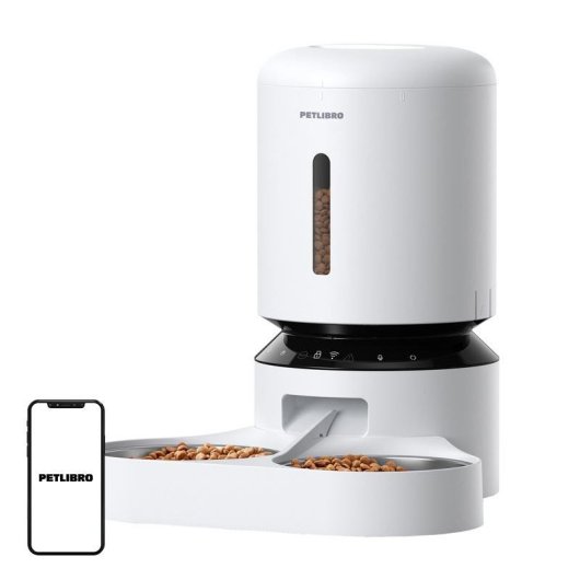 Distributore di cibo per animali Petlibro Granary PLAF103 5L WiFi Doppia Ciotola Bianco