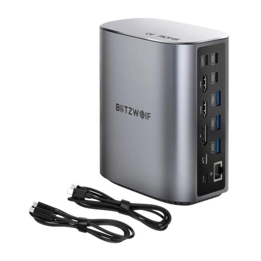 Estação de acoplamento Blitzwolf BW-TH15 17in1 2xHD+DP+4xUSB-C+3xUSB 3.0+RJ45
