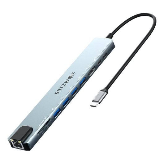 Estação de docking Blitzwolf BW-TH5 10-em-1 USB-C Prateada