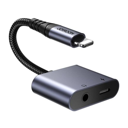 Adaptador Áudio Joyroom SY-L01 Lightning para 3.5mm + Lightning Preto