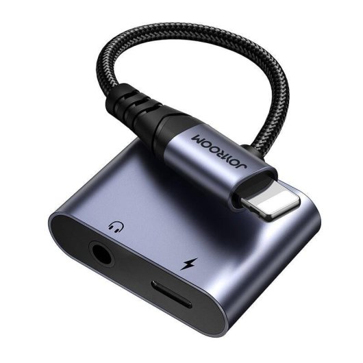 Adaptador Áudio Joyroom SY-L01 Lightning para 3.5mm + Lightning Preto