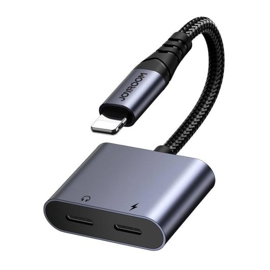 Adaptador Áudio Joyroom SY-L01 Lightning para 3.5mm + Lightning Preto