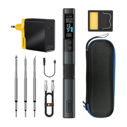 Soldador inteligente FNIRSI HS-02B MAX 100 W con kit de herramientas