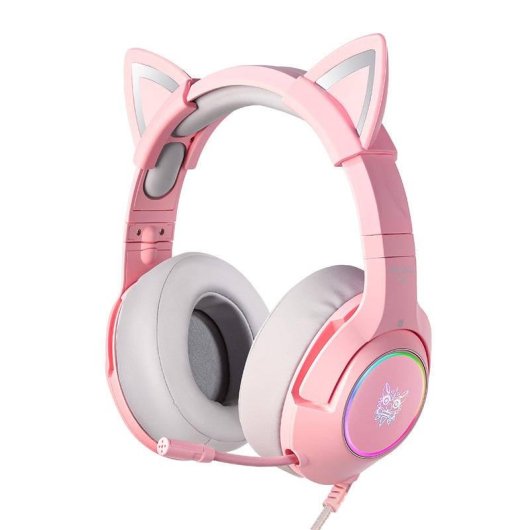 Casque ONIKUMA K9 avec câble USB RGB, micro ajustable, design gaming rose