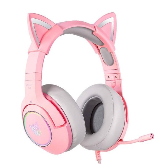 Casque ONIKUMA K9 avec câble USB RGB, micro ajustable, design gaming rose
