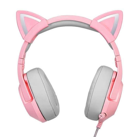 Casque ONIKUMA K9 avec câble USB RGB, micro ajustable, design gaming rose