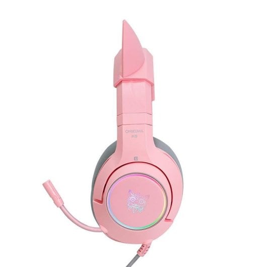Casque ONIKUMA K9 avec câble USB RGB, micro ajustable, design gaming rose