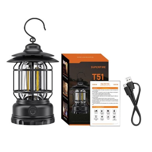 Lámpara de Camping Superfire T51 USB-C IP43 1400 mAh Negra