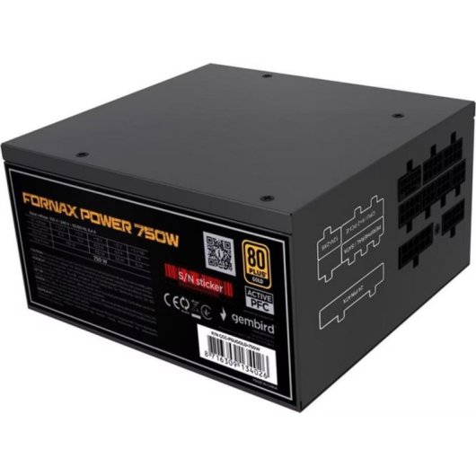 Fuente de Alimentación Gembird CCC-PSUGOLD-750W 750W Certificación 80+ Gold modular