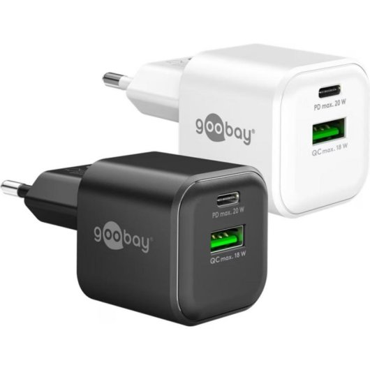 Ladegerät USB Goobay 20W 2 Ports USB-A und USB-C GaN Power Delivery Quick Charge