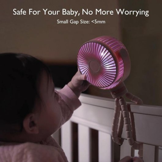 Mini Ventilador Portátil Momcozy PF001-PK10BA-A 27W 4 Velocidades 360° LED Recargable Rosa