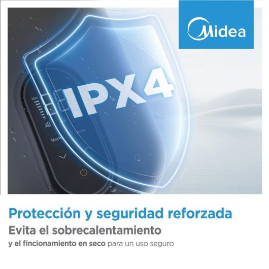 Termo eléctrico Midea 50L 1500W instalación mural vertical u horizontal