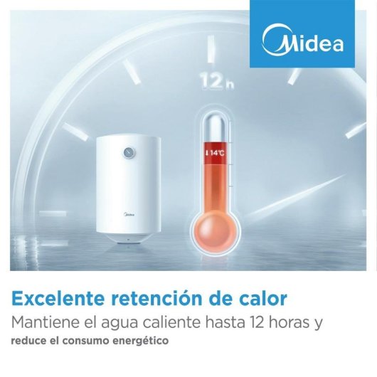 Termo eléctrico Midea 50L 1500W instalación mural vertical u horizontal