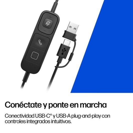 Auricolari Poly Mission 820 con cavo USB-C, cancellazione attiva del rumore, ufficio, nero