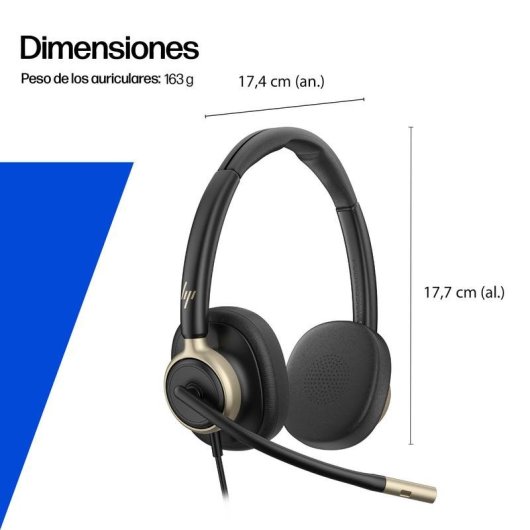 Auricolari Poly Mission 820 con cavo USB-C, cancellazione attiva del rumore, ufficio, nero
