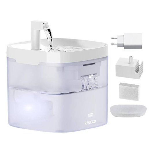 Fonte de água para animais Rojeco 1,5 L USB dupla filtração