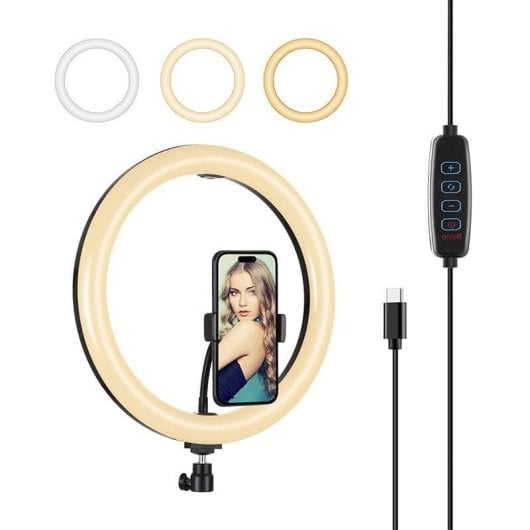 Anillo de luz PULUZ con soporte para móvil 160 LEDs ajustables USB-C