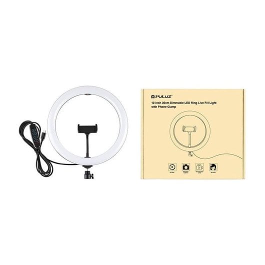 Anillo de luz PULUZ con soporte para móvil 160 LEDs ajustables USB-C