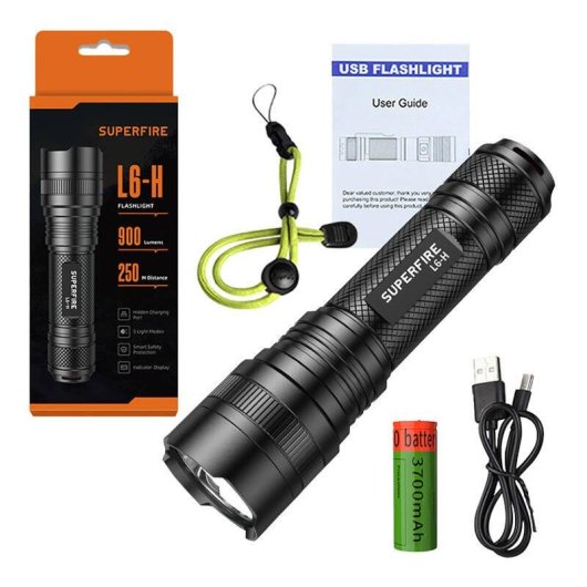 Torcia Superfire L6-H 900 lm 15W USB-C 5 modalità