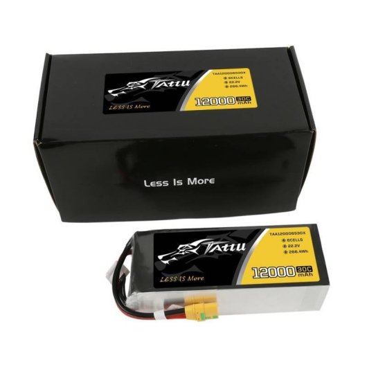 Batterie Tattu 12000mAh 22.2V 30C 6S1P XT90 pour drones et modèles RC