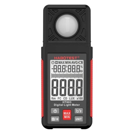 Medidor de luz digital Habotest HT603 con sonda giratoria y medición de humedad y temperatura