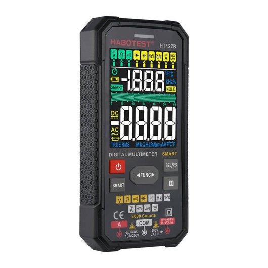 Multimètre Numérique Universel Habotest HT127B avec Lampe de Poche et Mesure True RMS